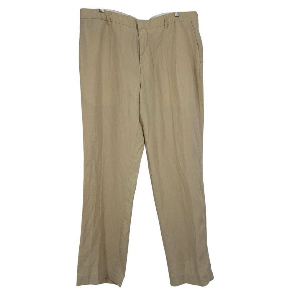 Polo Ralph Lauren Mens Linen Silk Trouser Pants 40x32 Khaki Coastal Beach NEW